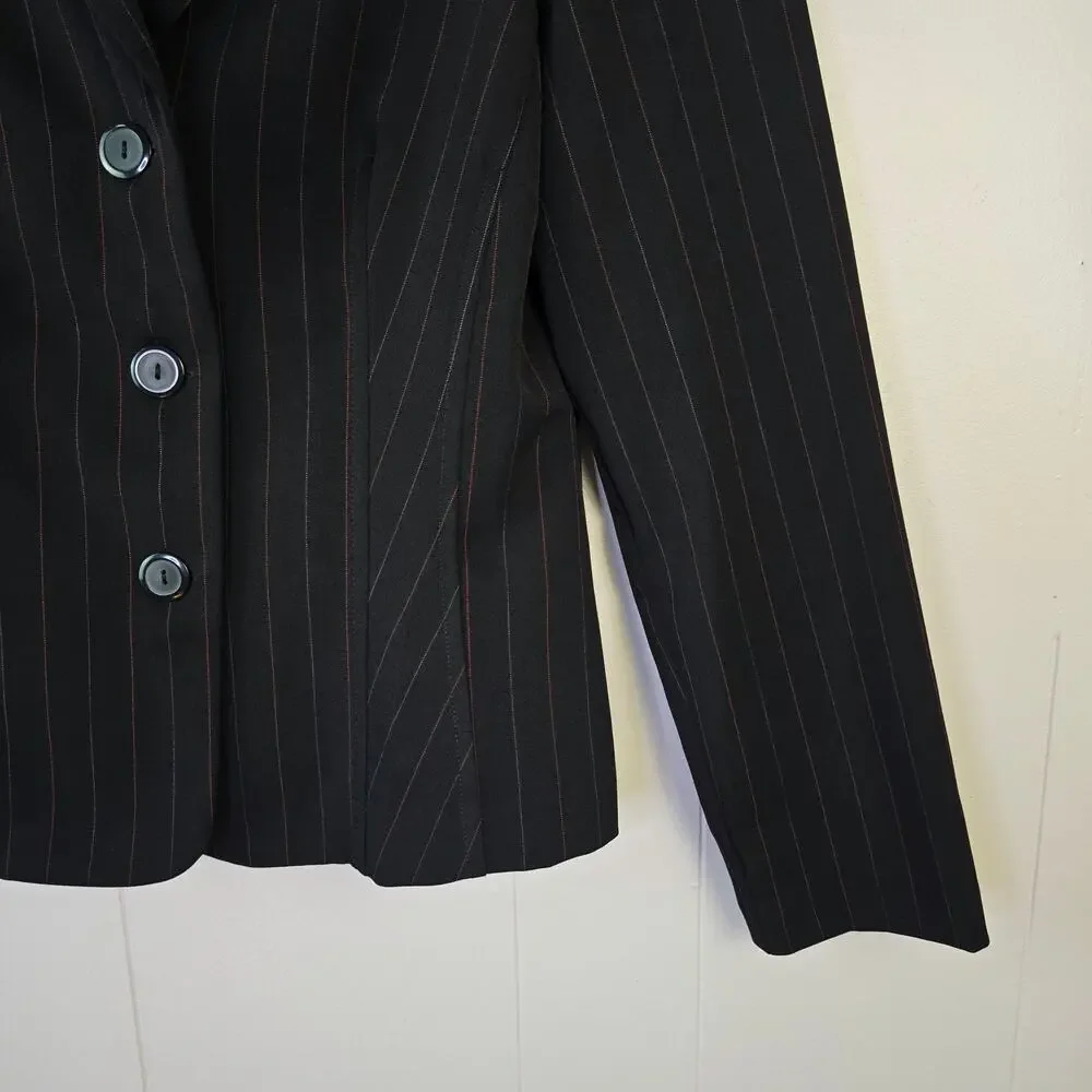 Vintage My Michelle Pant Suit Size 5/6 Black Red Pinstripe Y2K Office 2000s